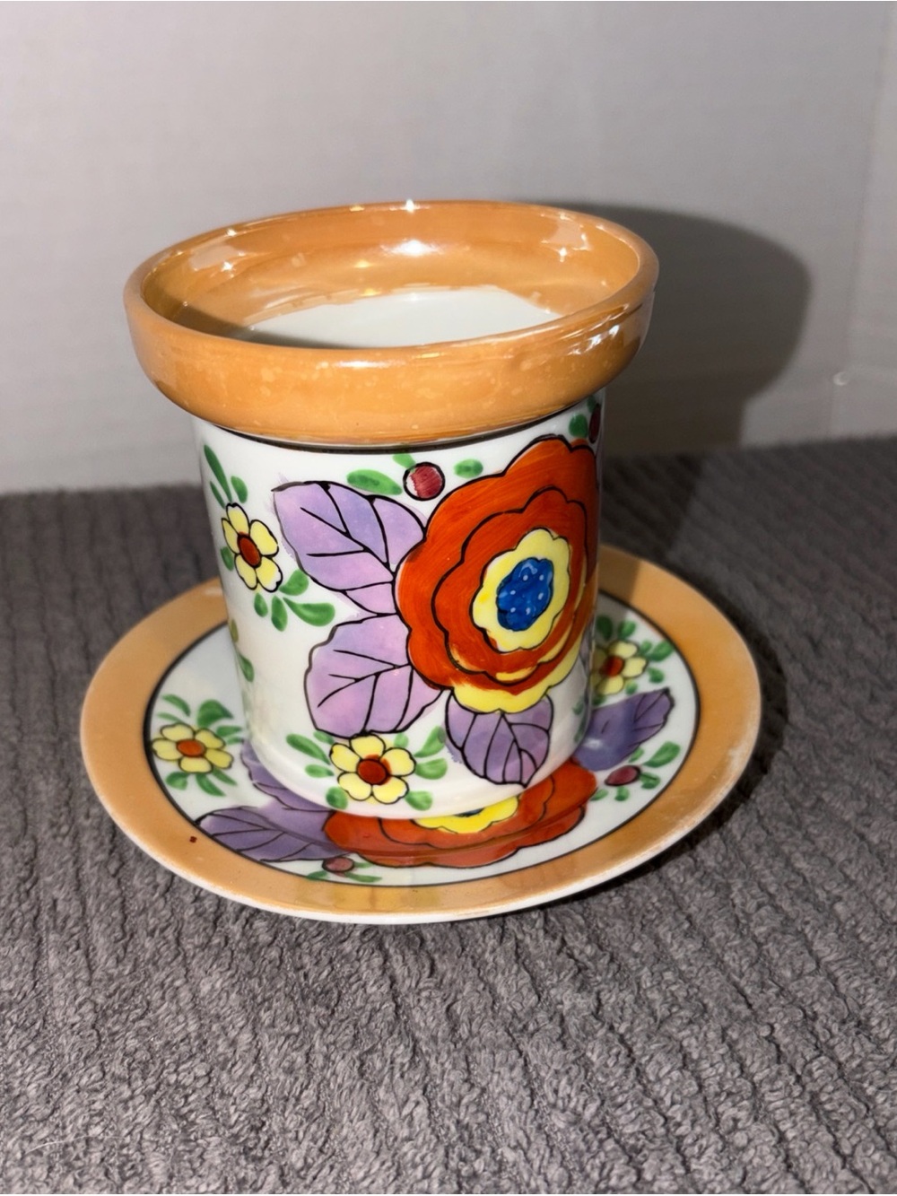 Vintage Lusterware Jam / Jelly Condiment Jar With Under Plate Made In Japan